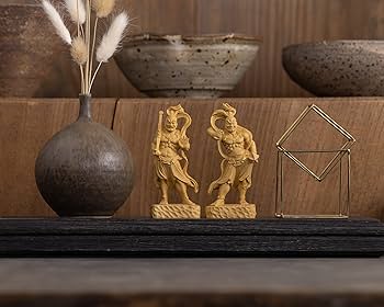 Amazon.co.jp: 極小仏 金剛力士 9cm（2体セット 木製：ツゲ 金泥